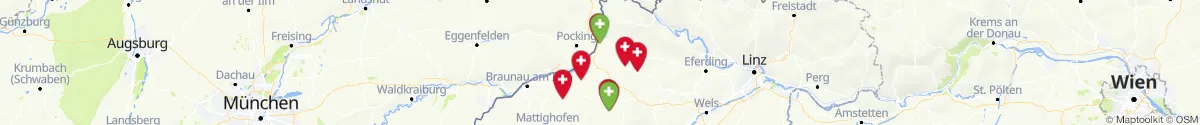 Kartenansicht für Apotheken-Notdienste in der Nähe von Sankt Marienkirchen bei Schärding (Schärding, Oberösterreich)